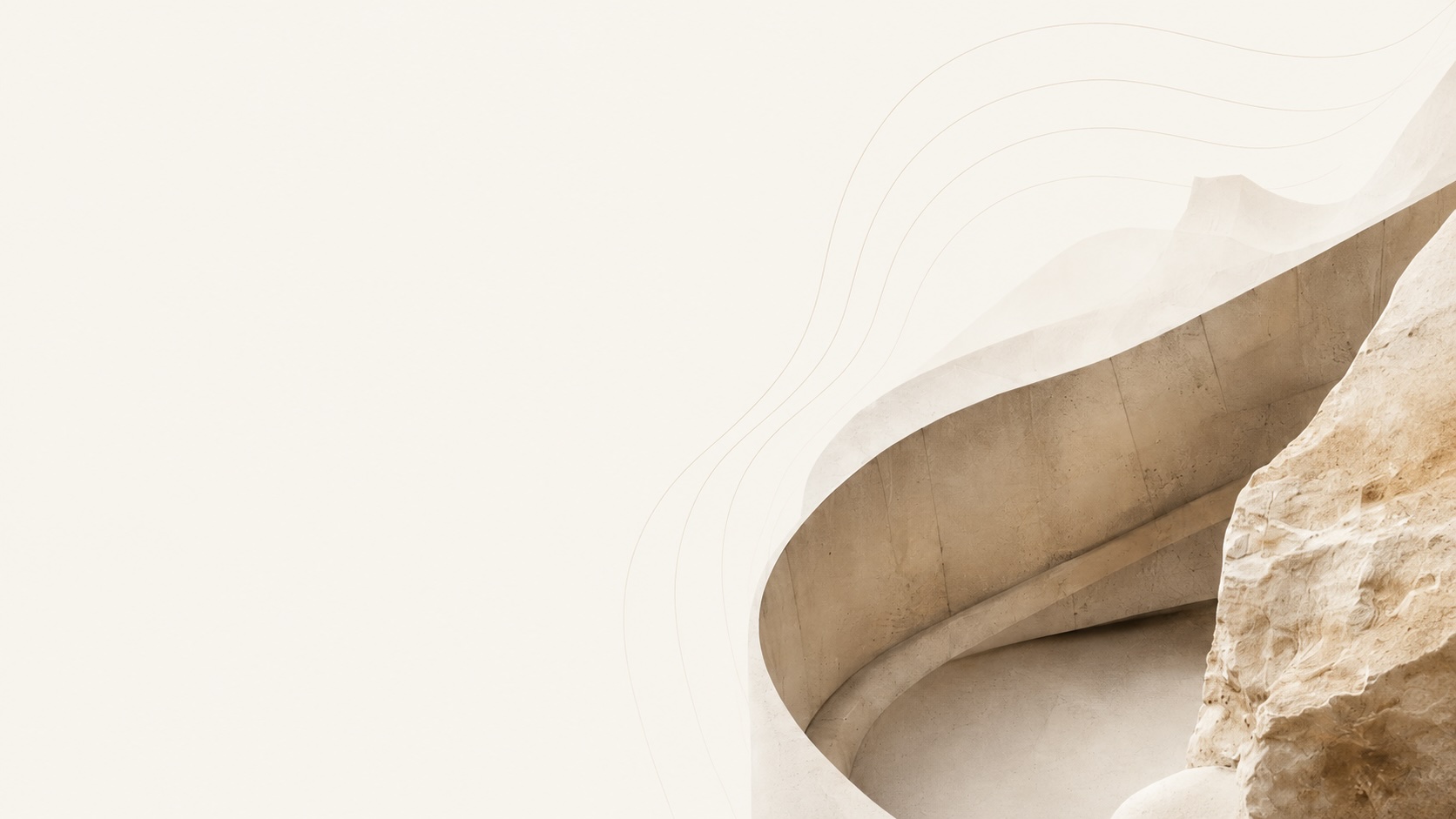 Composition minérale et architecturale aux teintes ivoire et beige